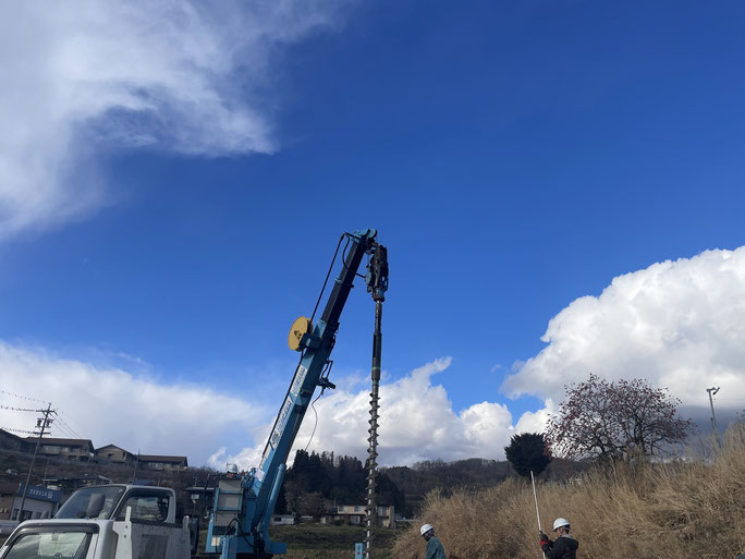 長野県　松本市　建築設計事務所　建築家　news設計室　丸山和男　店舗設計　設計監理　アップルパイ工房　カフェ　よこや農園　地盤改良　杭工事