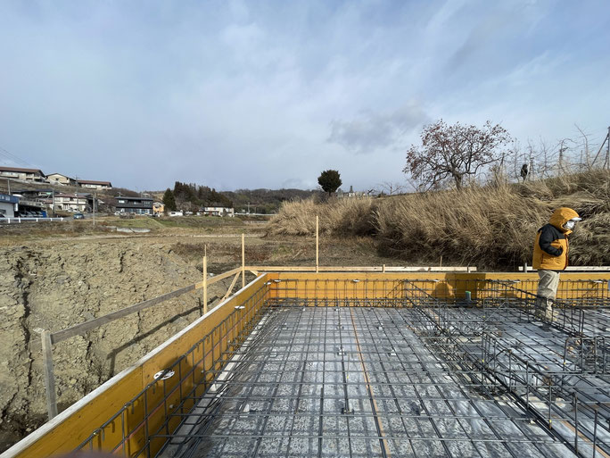 長野県　松本市　建築設計事務所　建築家　news設計室　丸山和男　店舗設計　設計監理　アップルパイ工房　カフェ　よこや農園　配筋検査