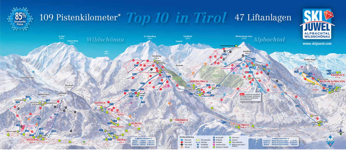 Pistenplan (+) Skijuwel Alpbach Wildschönau