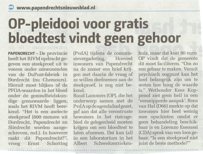 Artikel verschenen in het Papendrechts Nieuwsblad van 01 juni 2016