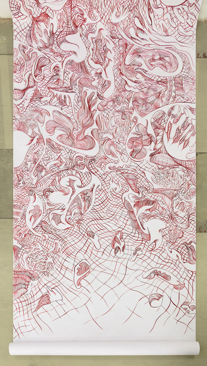 OOBE, 2022, ink on paper, 860 x 196 cm
