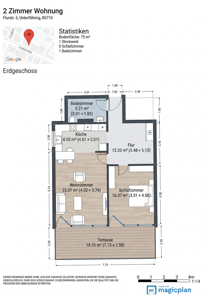 Grundriss 3,5 Zimmer Unterföhring