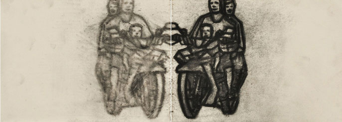 Kuang Road Prayer II-2, 2010: charcoal & pastel on paper; 15x42cm (series of 4)