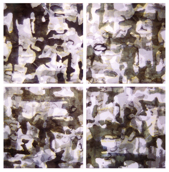 Chopper, 2023: charcoal & ink on paper; 4 panels, each 50x50cm