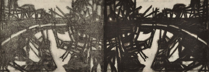 Down River Dark I-2, 2010: charcoal & pastel on paper, 21x59cm (series of 50)