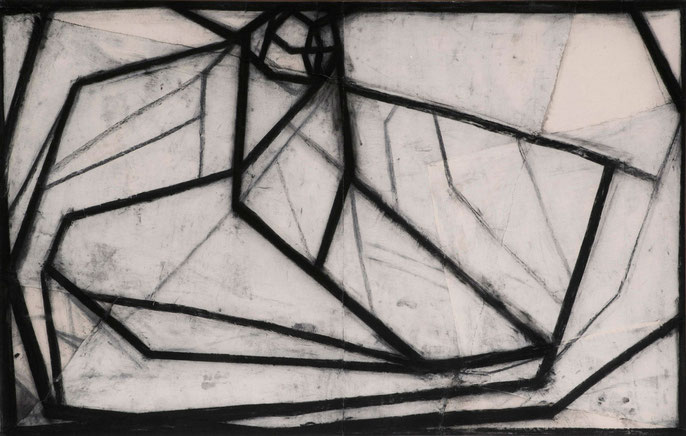 Vectis #2  2013: Charcoal, pastel and calico on canvas; 1440x2245mm