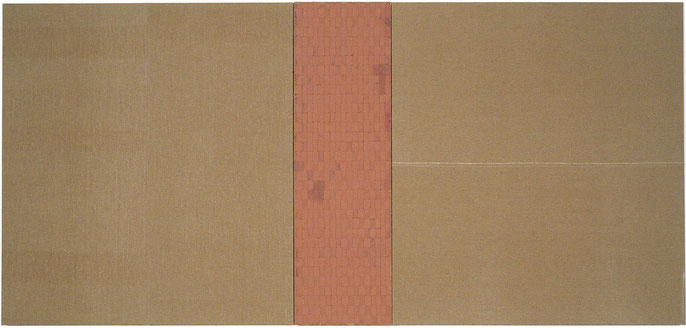 Painting 1, 1997; acrylic, calcite, linen, cotton thread; 180x300cm  