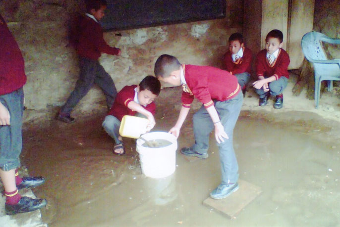 Flooding in one of the school classrooms