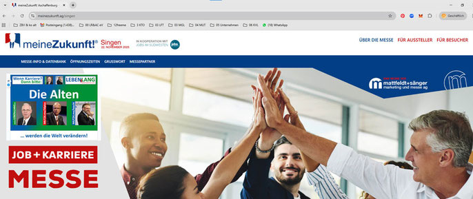 Datum, Zeit und Ort für die Job- & Karrieremesse in Singen mit Amadeus und der Interessenvertretung 50PLUS e.V.