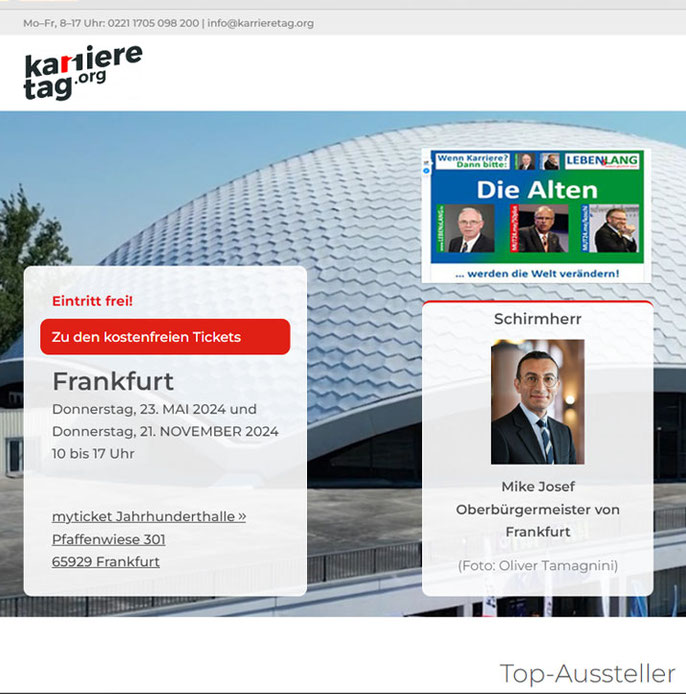 Datum, Zeit und Ort für den Karrieretag in Frankfurt
