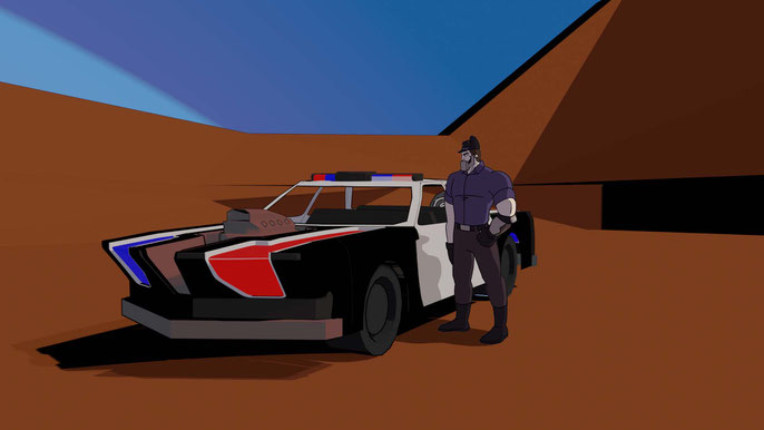 Style shot concept - 2d elements (character Steel Jaw) were drawn in by Aljohn Salceda.
