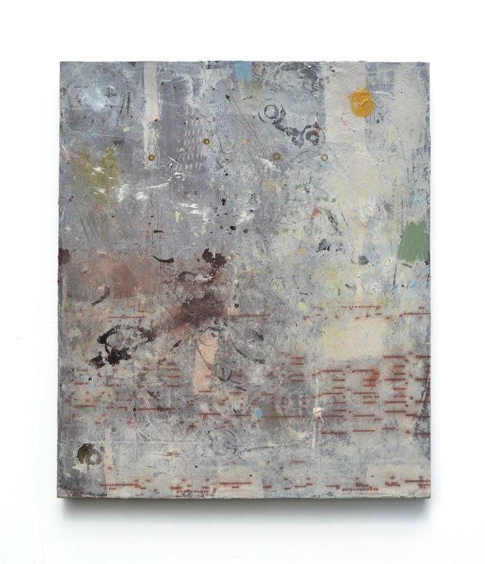 Untitled, acrylic & mixed media on custom mounted 1/8" birch plywood, 26"x 22", 2024.
