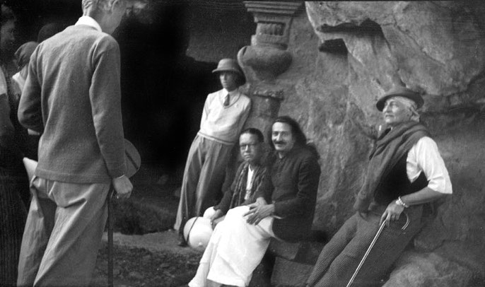 MSI Collection ; Nasik Caves, India 1937 - Garrett sitting next to Baba