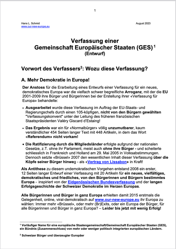 Bild: Siehe unten: Verfassung für unser neues Europa (PDF) 