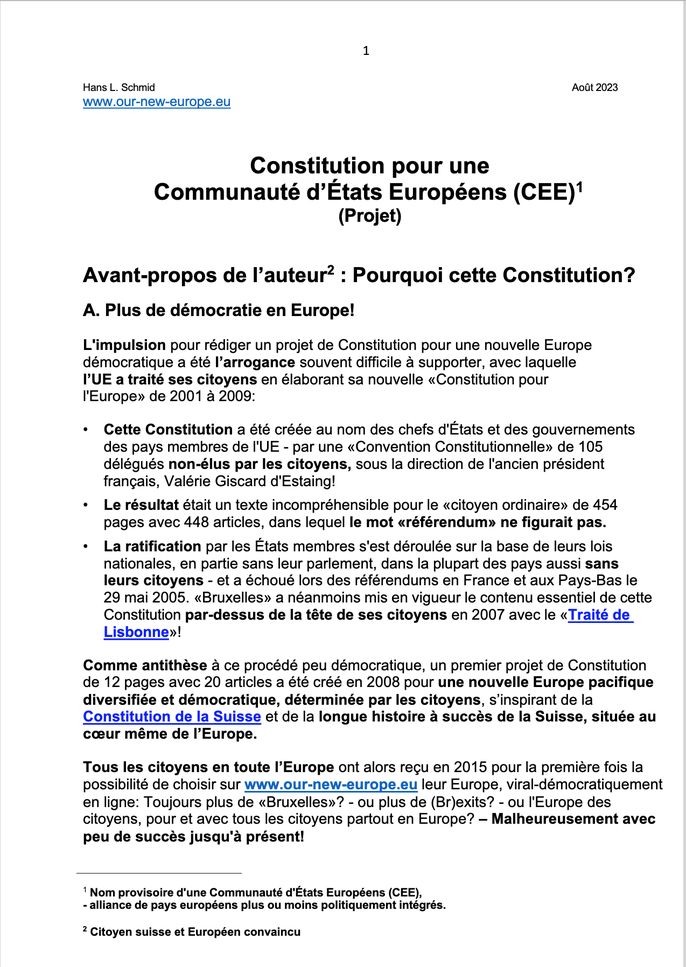 Image: Voir PDF de la Constitution de notre nouvelle Europe en bas!