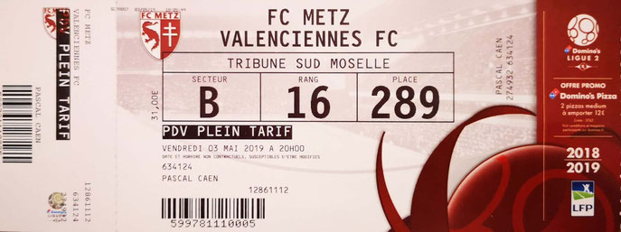 3 mai 2019: FC Metz - Valenciennes FC - 36ème journée - Championnat de France (3/0)