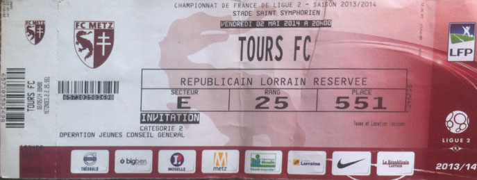 2 mai 2014: FC Metz - Tours FC AC - 35ème journée - Championnat de France (1/1 - 20.800 spect.)