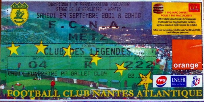 29 sept. 2001: FC Nantes AC - FC Metz - 9ème Journée - Championnat de France (0/0 - 3.211 spect.)