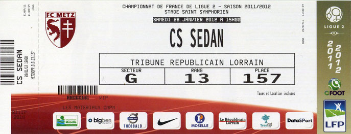 28 janv. 2012: FC Metz - CS Sedan - 21ème Journée - Championnat de France (0/2 - 7.363 spect.)
