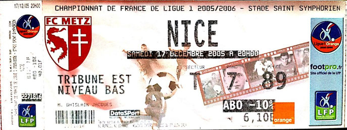 17 déc. 2005: FC Metz - OGC Nice - 19ème Journée - Championnat de France (1/0 - 12.186 spect.)