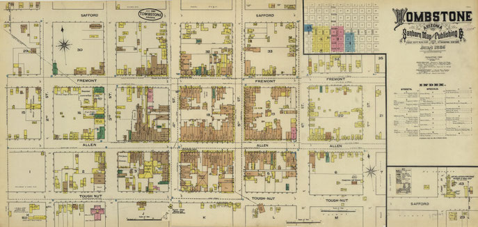 Plan de la ville de Tombstone daté de juillet 1886