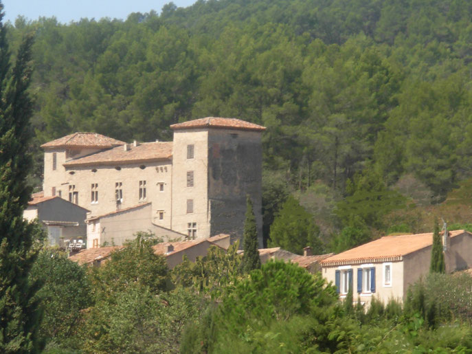 Le château des Templiers et le Gîte des Templiers situé en annexe du Mas en avant plan. Photo © Patrick FERRAND