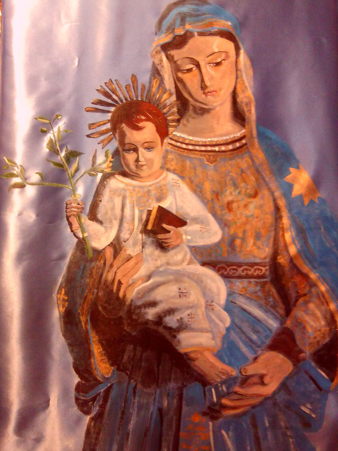 Madonna delle Grotte - acrilico su stoffa