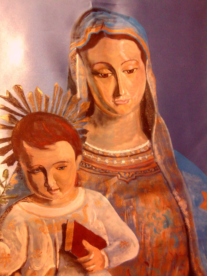 Madonna delle Grotte - particolare - acrilico su stoffa