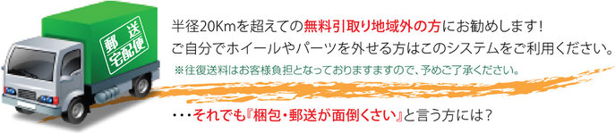 無料引取り地域外の方にお勧めします。・・・それでも『梱包・郵送が面倒くさい』と言う方には？