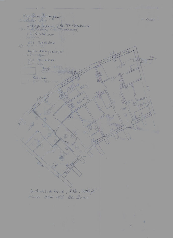 Plan der Umbauarbeiten der Wohnblöcke Nr. 1 und 2 Wilija