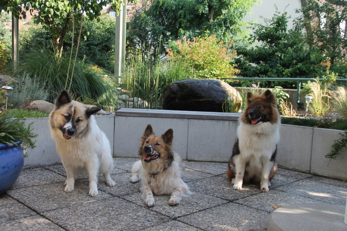 Oma Adina zwischen ihren Enkeln links Jessy und rechts Cherina
