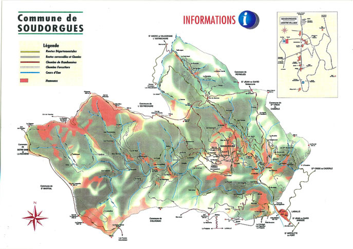 Mas et hameaux de Soudorgues. Cliquez pour agrandir l'image.