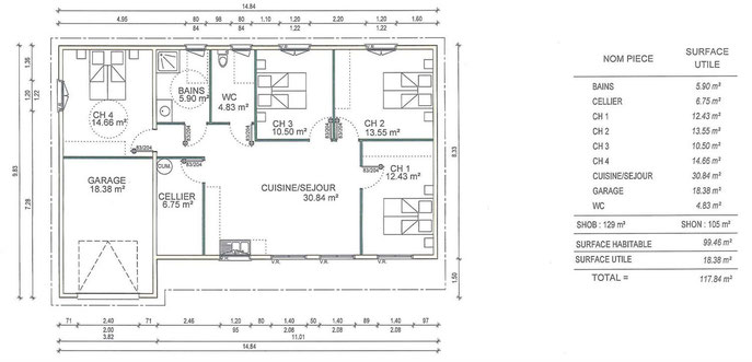 Plan 4 Chambres