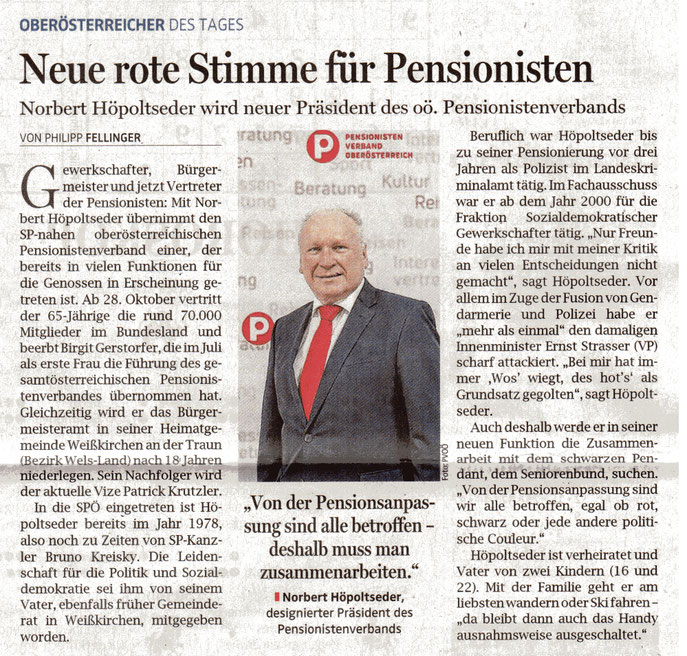 AUSZUG AUS DEN OÖNACHRICHTEN vom 20.10.2025.