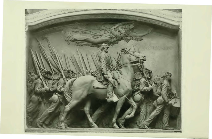 Cast for monument of Colonel Robert Gould Shaw and colored soldiers of the 54th located across from Massachusetts State House in Boston. Click image to read about dedication ceremony including speech by Booker T Washington.