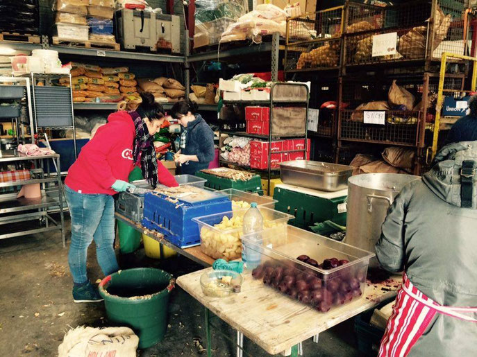 Working in the warehouse kitchen- photo credit Holly Walter.
