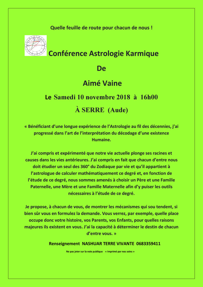   Le  Samedi 10 novembre 2018  à  16h00 à Serre