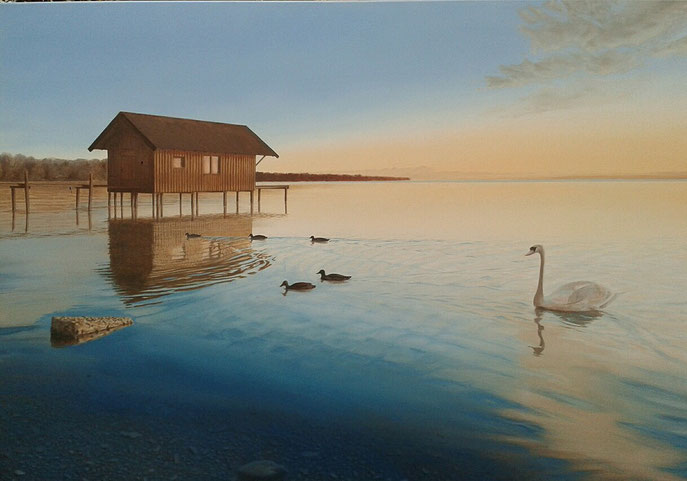 Ammersee Abendstimmung, Öl auf Leinwand, 100 x 70cm  