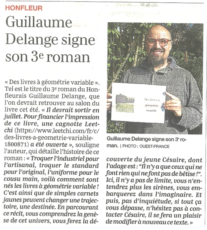 Article du Ouest France - Juin 2026