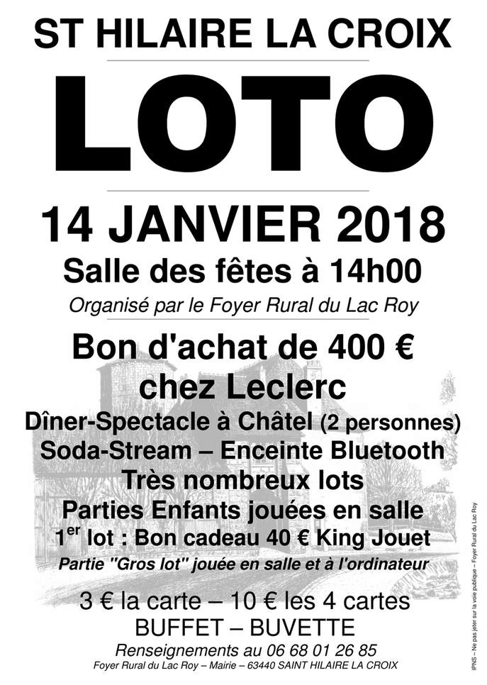 Loto Dimanche 14 janvier 2018