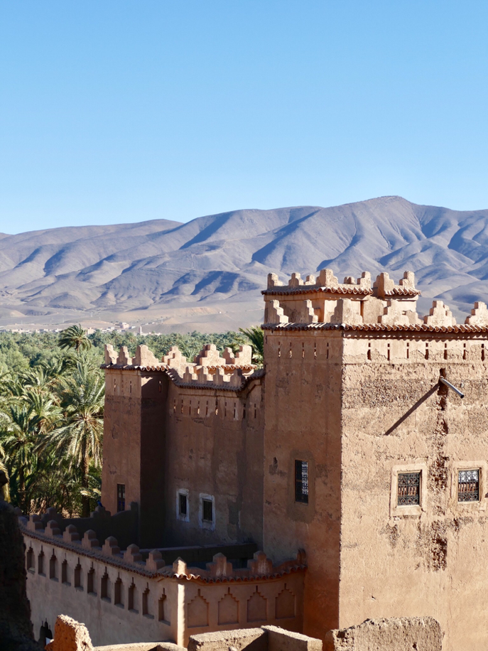 Kasbah in der Palmenoase längs des Draa