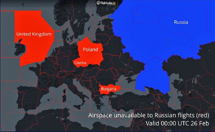 Еще десять стран Европы закрыли свое воздушное пространство для российских авиакомпаний