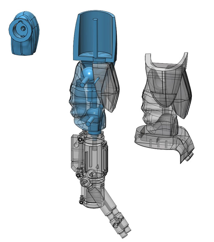 Fusion360でSATにして123DでDWGで軽量化して可動を入れてゆきますぅ～イエサブ製のジョイントを使います。PPCｰT05ダブルボールジョイントで6ｍｍのダブルボールを肩アーマー、脇と肘に、ボールジョイントラージTｰ114で股関節は７ｍｍボールを使い繋ぐだけで動くようにします。＾＾ヒザ関節は球体ジョイントラージ１シート12mm玉を左右で４個使用します。　