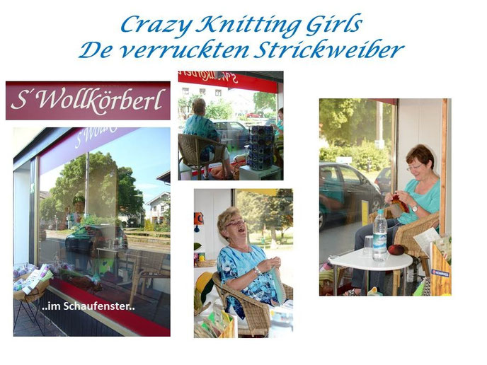 Juli 2015: Stammkundinnen stricken im Schaufenster - Achtung! Wiederholung geplant!