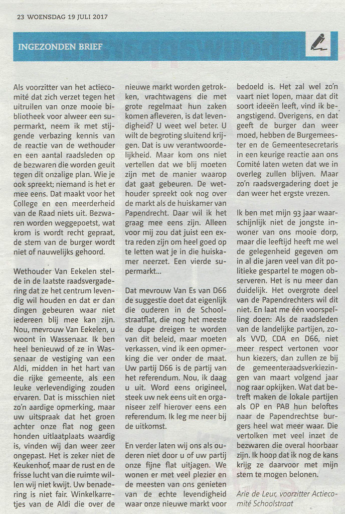 Gepubliceerd in het Papendrechts Nieuwsblad