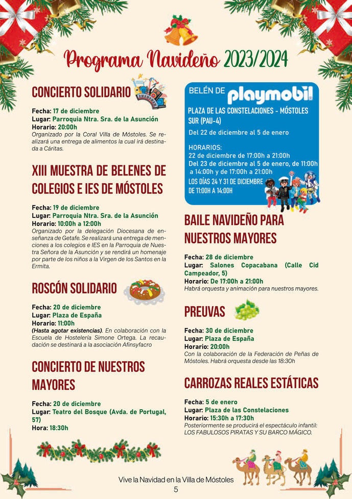 Programa de la Navidad en Mostoles