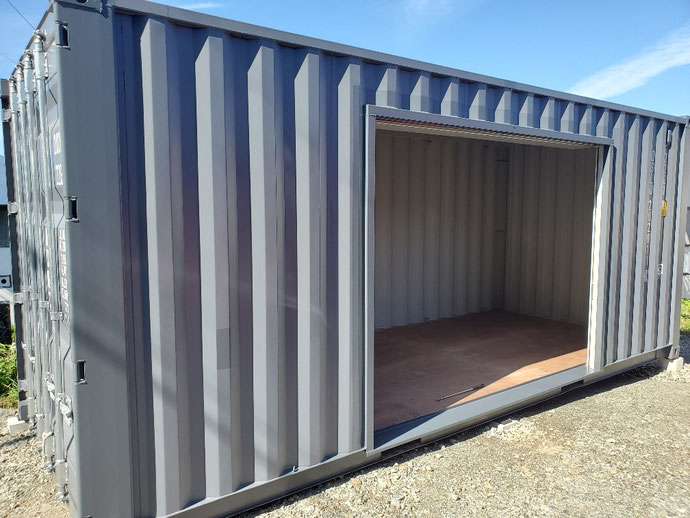 長野県諏訪郡 NEWVANコンテナ20ft2700シャッター付グレー納品