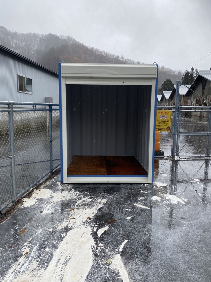 岐阜県大野郡白川村 中古保冷ミニアルミコンテナ架台付･シャッター付ミニコンテナ設置