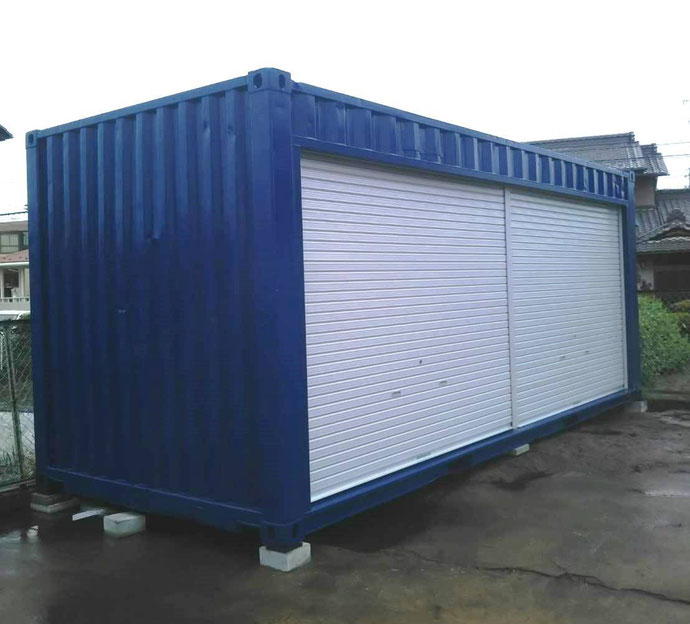 羽島郡岐南町 中古コンテナ20ft×3本･フルシャッター2本他設置