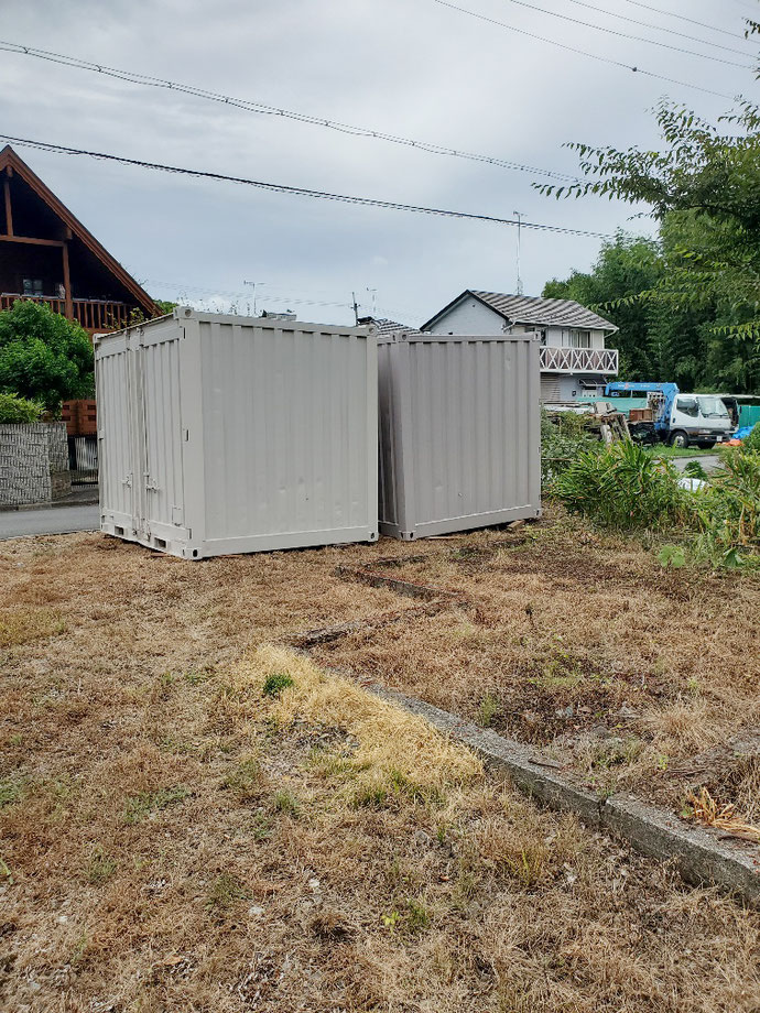 滋賀県高島市 中古コンテナ10ftライトグレー塗装2本納品